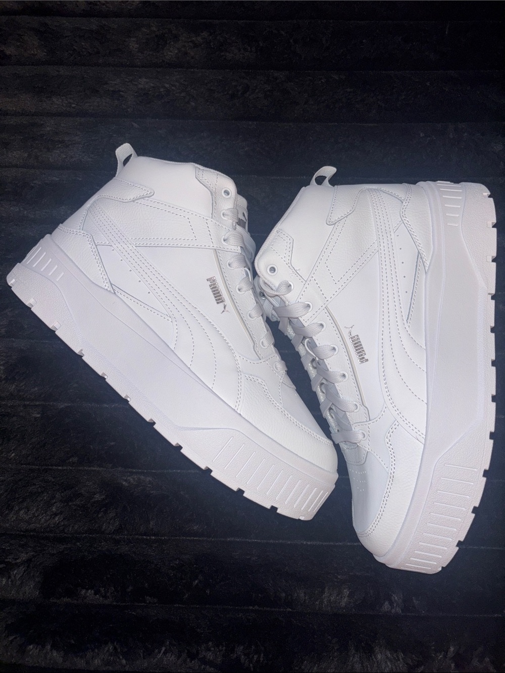NEW!! Puma White Women's High-Top Platform Sneakers, size 11